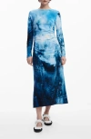 Desigual Landscape Maxi Dress In Blue
