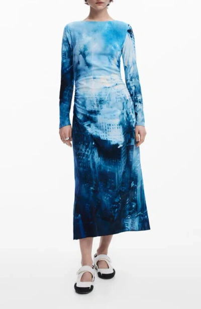 DESIGUAL DESIGUAL PRINT LONG SLEEVE MAXI DRESS