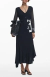 Desigual Print Long Sleeve Maxi Dress In Black