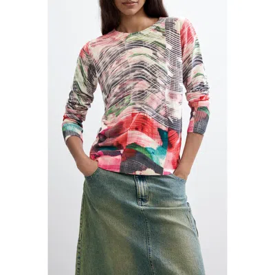 Desigual Print Long Sleeve Sweater In Multi