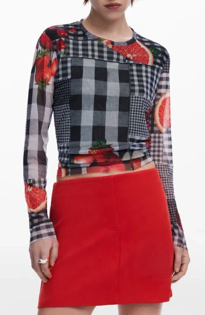 Desigual Print Long Sleeve T-shirt In Multi