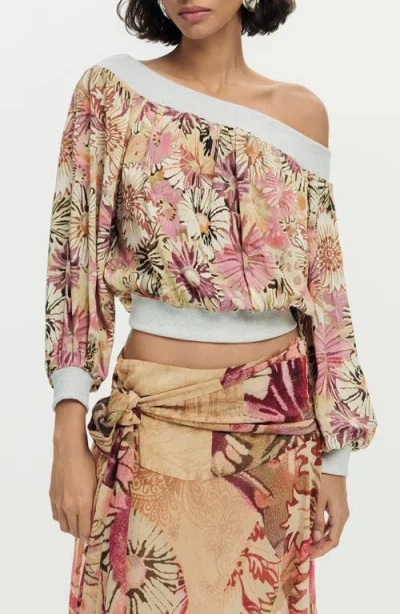 Desigual Print Off The Shoulder Top In Multi