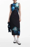 Desigual Print Sleeveless Maxi Dress In Blue