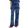 Desigual Print Wide Leg Jeans In Blue