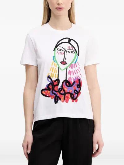 Desigual Print-detail Short-sleeve T-shirt In White