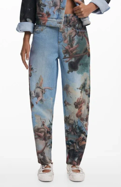DESIGUAL DESIGUAL PRINTED BARREL LEG JEANS