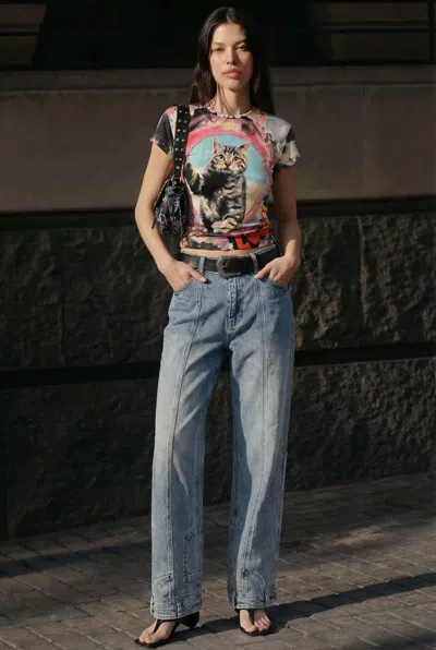 Desigual Printed Cat T-shirt In Red