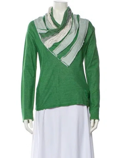 Pre-owned Desigual Printed Cowl Neck Sweater In Green