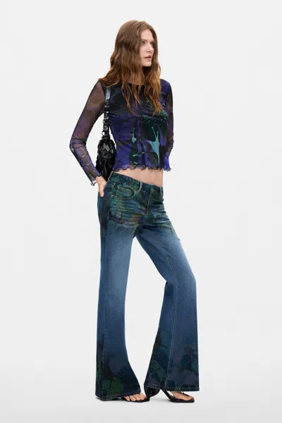 Desigual Printed Denim Trousers M. C. Lacroix In Blue