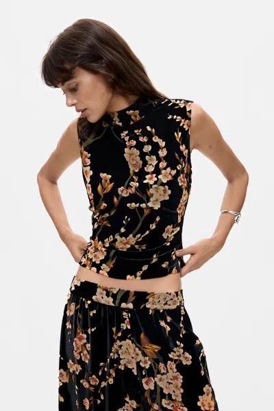 Desigual Printed Floral Blouse In Black