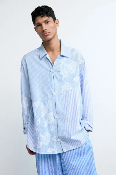 Desigual Printed Floral Shirt In Blue