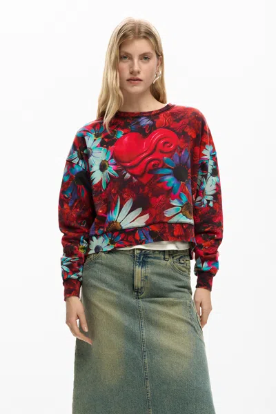 Desigual Printed Heart Sweatshirt In Multi