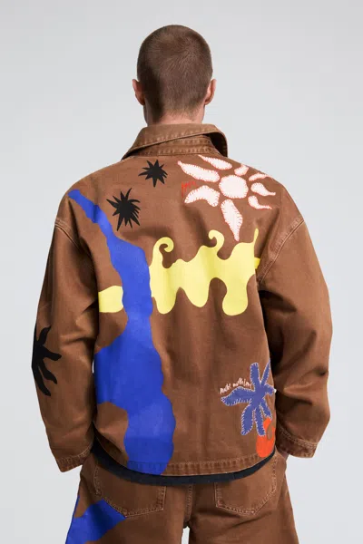 Desigual Printed Jacket With Suns In Brown