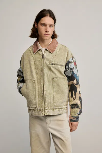 Desigual Printed Jacquard Jacket In Green