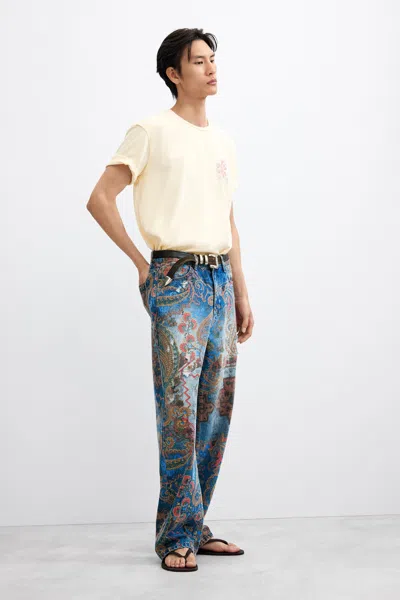 Desigual Printed Jeans In Blue