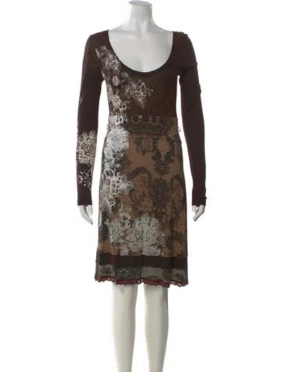 Pre-owned Desigual Printed Knee-length Dress In Brown