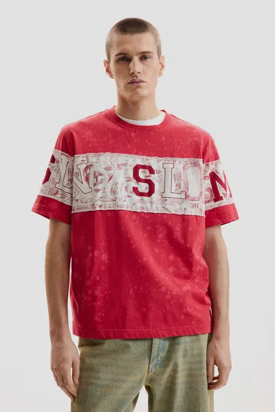 Desigual Printed Knit T-shirt In Red