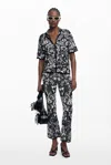 Desigual Geo Print Straight Leg Pants In Black