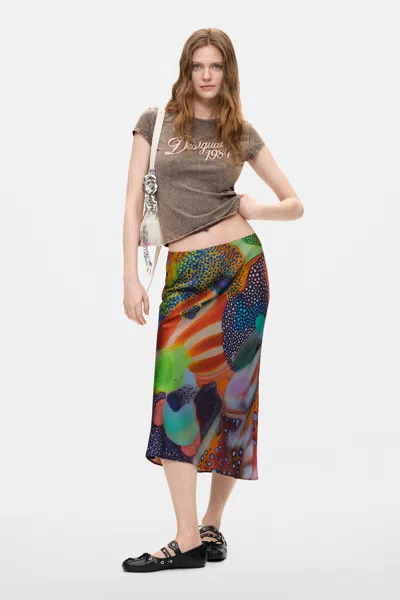 Desigual Printed Midi Skirt In Multi