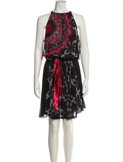 Pre-owned Desigual Printed Mini Dress In Black