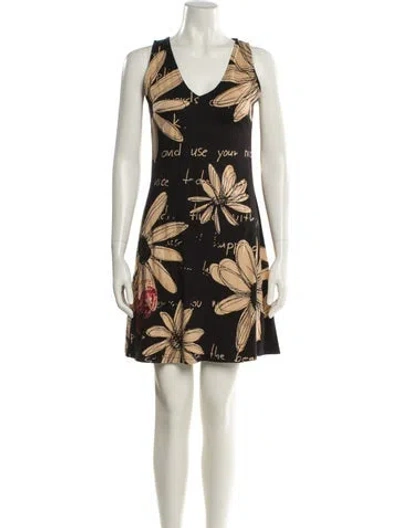 Pre-owned Desigual Printed Mini Dress In Neutral