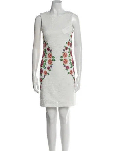 Pre-owned Desigual Printed Mini Dress In White