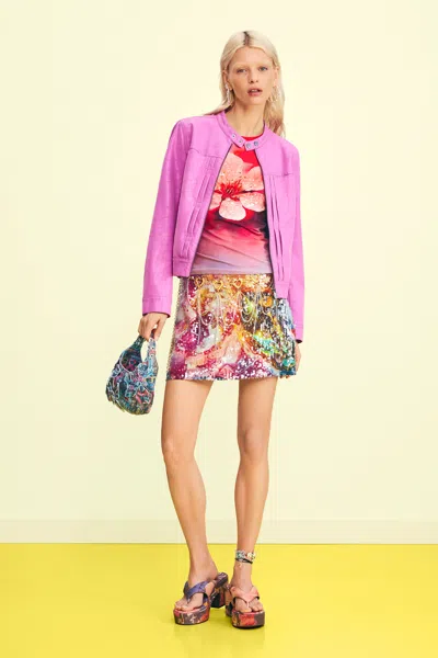 Desigual Printed Mini Skirt In Red