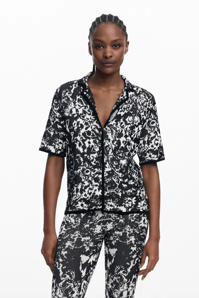 Desigual Printed Short-sleeve Shirt In Black
