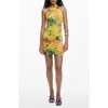 Desigual Printed Sleeveless Body-con Minidress In Yellow