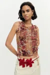 Desigual Cinched Tie Sleeveless Crop T-shirt In White