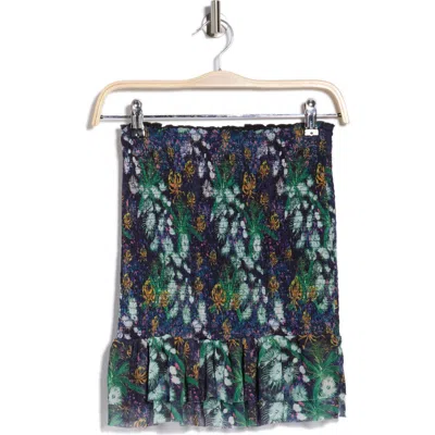 Desigual Printed Smocked Miniskirt In Blue