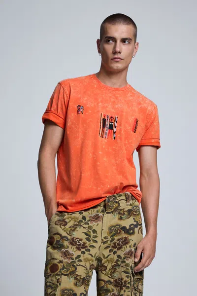 Desigual Printed T-shirt In Orange