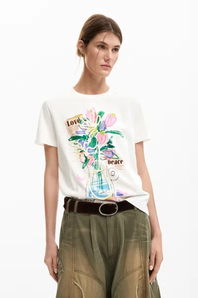 Desigual Printed T-shirt Vase In White