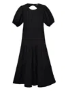 Desigual Puff-sleeve Open-back Midi Dress In Black