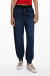 Desigual Pull-on Mixed Media Denim Joggers In Blue