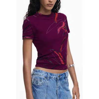 Desigual Purple Elastane T-shirt In Multi
