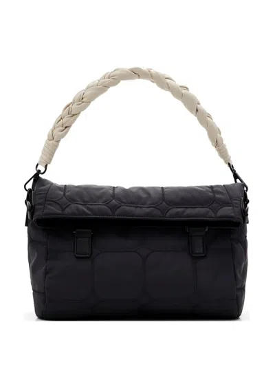 Desigual Quilted Braided-handle Tote Bag In Black