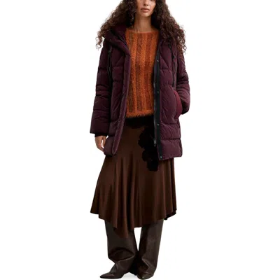 Desigual Quilted Overcoat In Burgundy