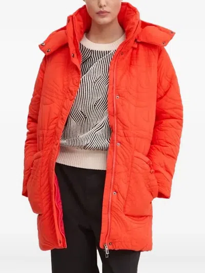 Desigual Quilted-pattern Hooded Jacket In Orange