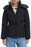 Desigual Quilted Puffer Coat With Removable Hood In Black