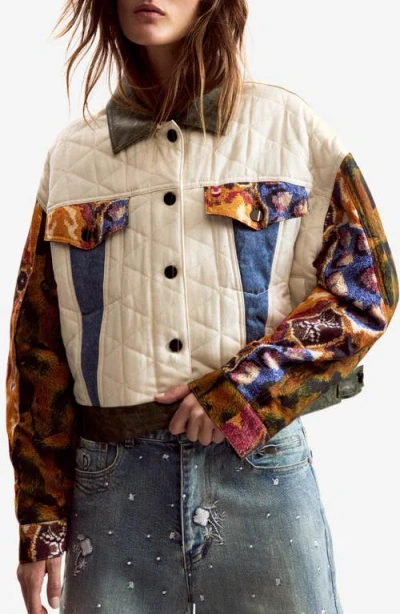 Desigual Quilted Trucker Jacket In Multi
