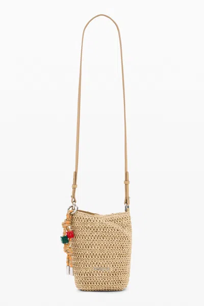 Desigual Raffia Mobile Phone Holder Charms In Brown