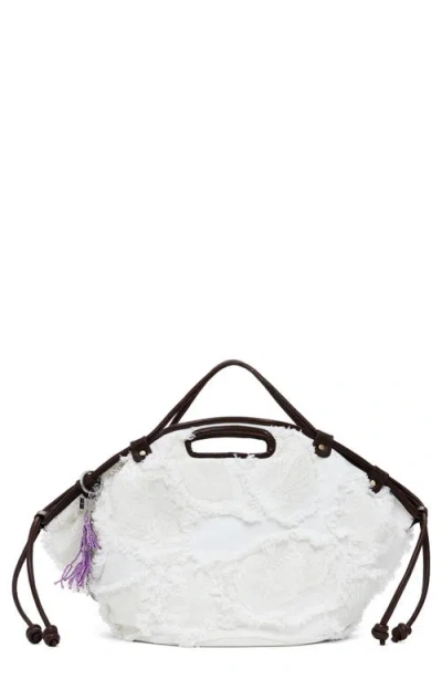 Desigual Raw Edge Detail Shopping Bag In White