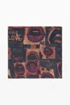 Desigual Rectangular Scarf Lips In Multi