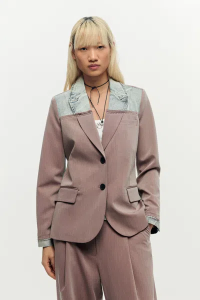 Desigual Recycled Blazer Coat In Brown