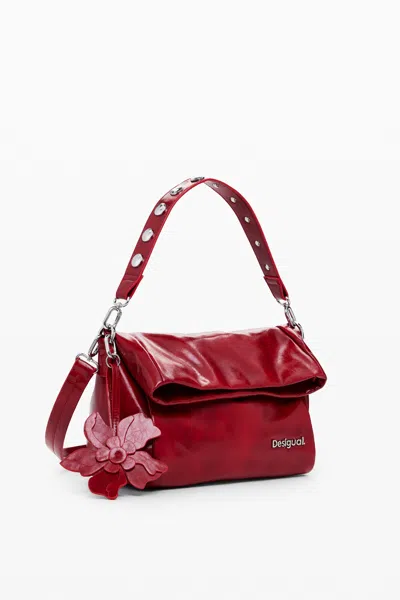 Desigual 光沢のあるフラップバッグ In Red