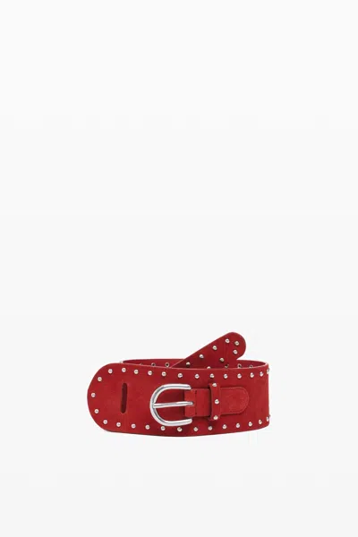 Desigual スタッズ付きレザーファジンベルト In Red