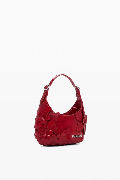 Desigual 花のアップリケ付き小さなバッグ In Red