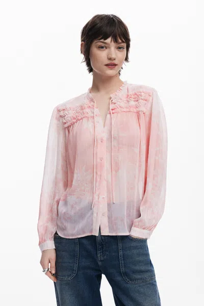 Desigual フリルブラウス In Red