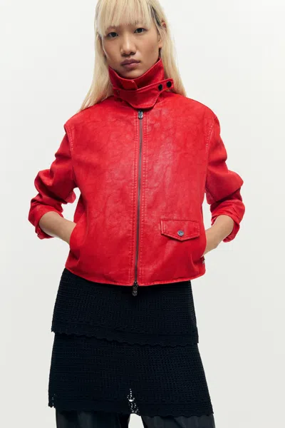 Desigual Red Faux Leather Jacket